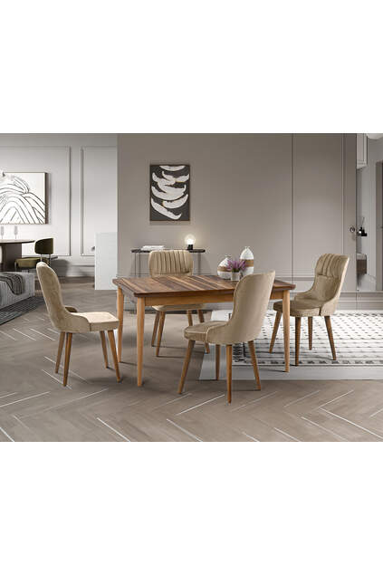 Valenta Walnut Table & Lisbon Chair Set HDR1222 Valenta Walnut Table & Lisbon Chair Set HDR1222