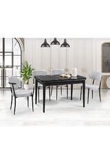 Magnolia Black Marble Table & Atlas Metal Chair Set HDR1234