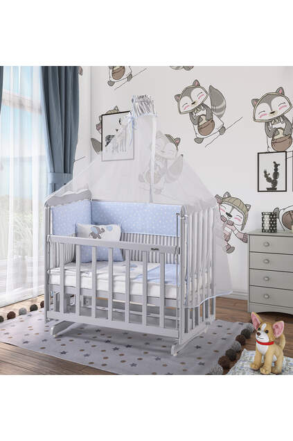 Gray Mother's Side Crib Blue