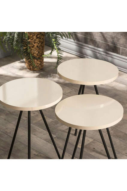 Nesting Table 3 Pcs Metal Leg Cream