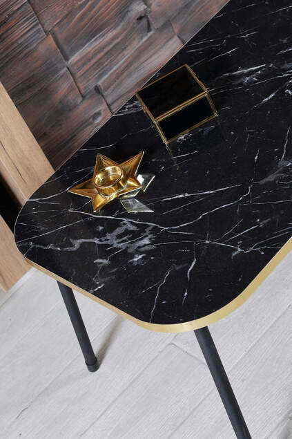 Center Table Black Metal Leg Kr Gold Bendir