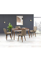Simena Walnut Table & Swan Chair Set HDR1242