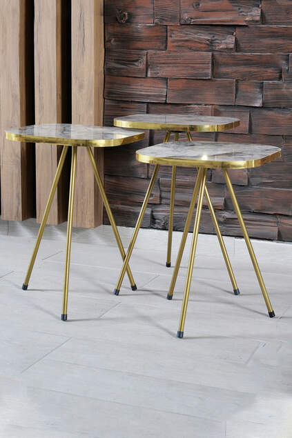 Nesting Table Gold Black Leg Bendir 2201