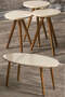 Nesting Table And Center Table Set Wood Lathe Ellipse Cream