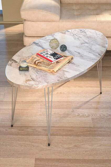 Nesting Table And Center Table Ellipse Set Silver Efes Wire