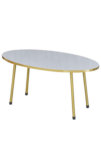 Centrotavola Ellipse Bianco Gamba Metallo Oro Oro