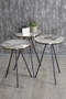 Nesting Table And Center Table Ellipse Set Black Metal Leg Double Gold Cream