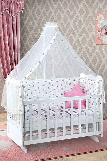 White Mother's Side Crib Bedstead