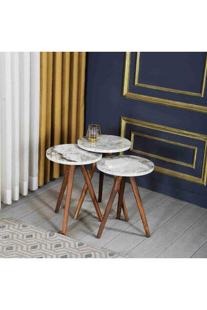 Nesting Table 3-Set Gold Metal Leg Bendir Gold