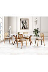 Cesme Oval Table & Clover Wicker Chair Set HDR1214