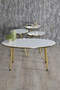 Nesting Table And Center Table Ellipse Set Double Gold White Wire