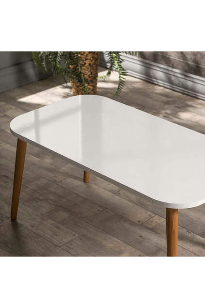 Center Table Kr Wooden Turned Leg White