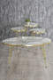 Nesting Table And Center Table Ellipse Set Gold Cream Wire