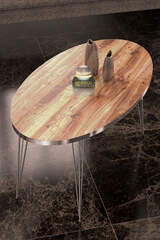 Center Table Ellipse Silver Walnut Wire