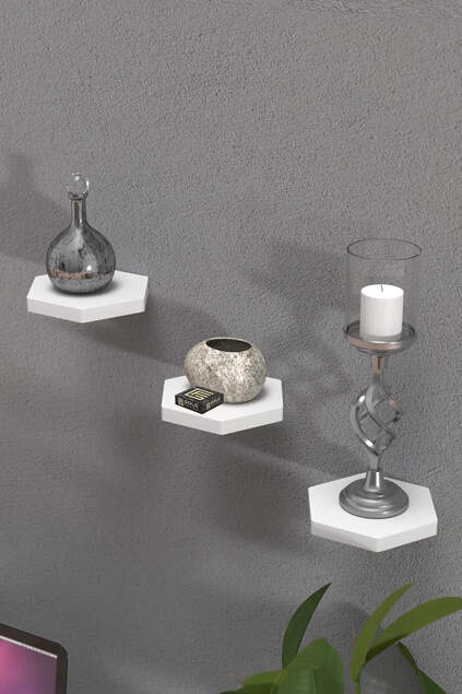 Sechseckiges Wandregal, 3-teilig Sechseckiges Wandregal, 3-teilig