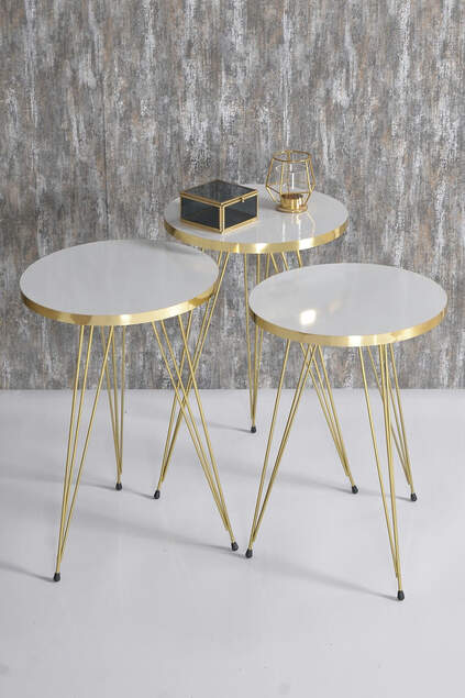 Nesting Table And Center Table Kr Set Gold Efes Wire