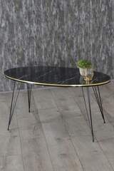 Center Table Ellipse Black Wire Leg Double Gold Bendir