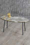 Nesting Table And Center Table Ellipse Set Black Metal Leg Double Gold Cream
