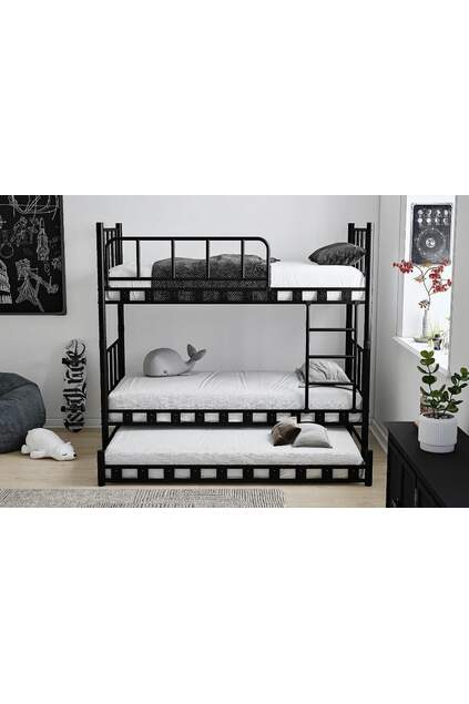 Letto A Castello Giglio Con Letto Estraibile 90x190 ARM037 Nero