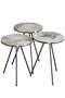 Nesting Table And Center Table Ellipse Set Black Metal Leg Double Gold Cream