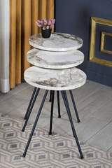 Nesting Table 3-Set Black Metal Leg Silver Efes