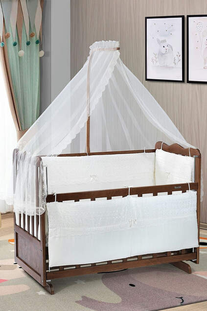 Walnut Mother's Side Crib Bedstead