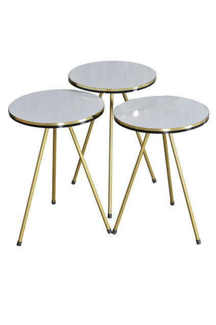 Nesting Table And Center Table Kr Set Double Gold White Wire Leg