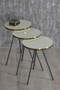 Nesting Table And Center Table Ellipse Set Black Wire Leg Gold White