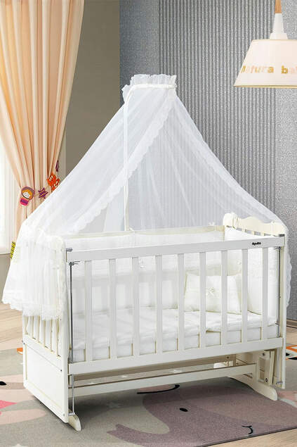 Cream Mother's Side Crib Bedstead