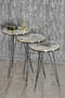 Nesting Table And Center Table Ellipse Set Black Wire Leg Double Gold Cream