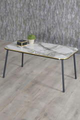 Center Table Cr Black Metal Leg Double Gold Ephesus