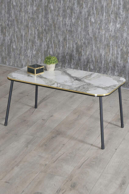 Center Table Cr Black Metal Leg Double Gold Ephesus