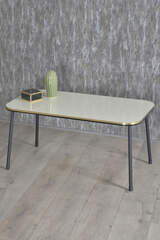 Black Metal Leg Double Gold Cream Coffee Table