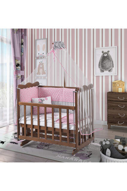 Walnut Mother's Side Crib Pink