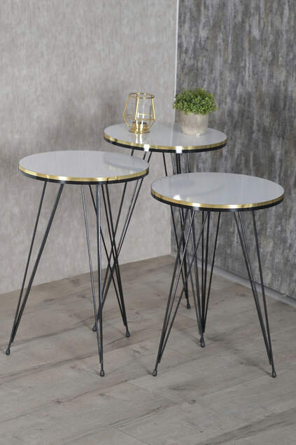 Nesting Table Black Wire Leg Double Gold Ephesus