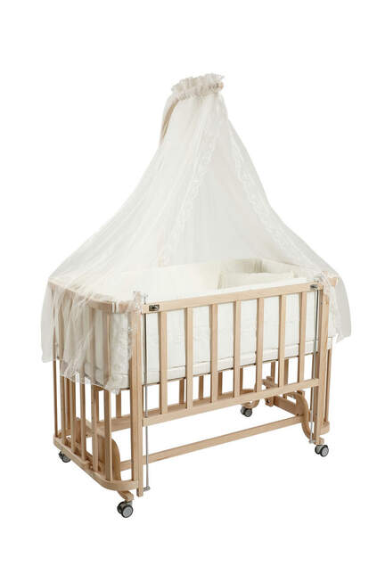 Ahşap Organik Anne Yanı Beşik Krem Ahşap Organik Anne Yanı Beşik Krem