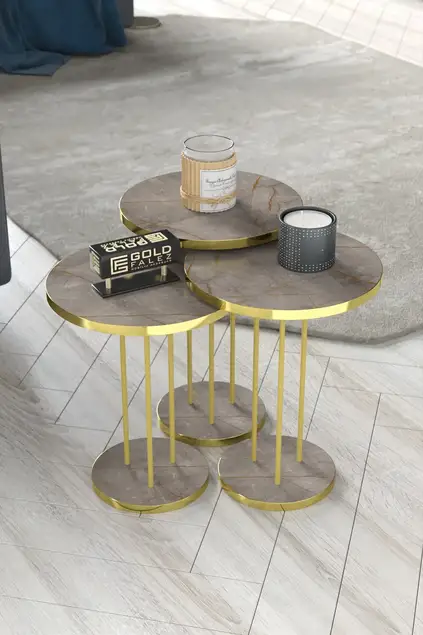 Coffee Table and Zigon Coffee Table Terra Set Gold
