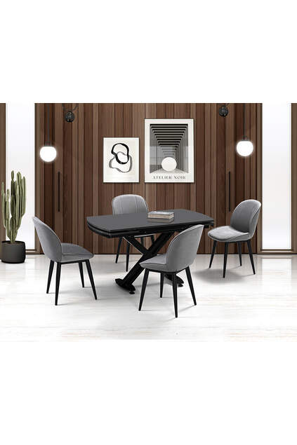 Galata Anthracite Table & Milas Chair Set HDR1252