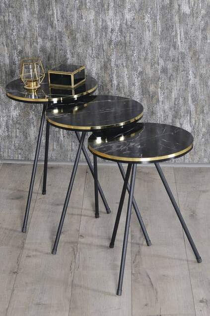 Nesting Table And Center Table Kr Set Black Metal Leg Double Gold Efes