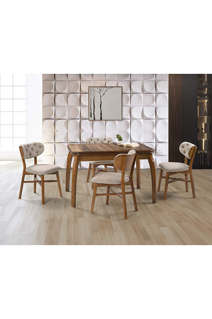 Magnolia Walnut Table & Eagle Walnut Chair Set HDR1239