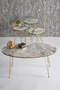 Nesting Table And Center Table Ellipse Set Double Gold Cream Wire Leg