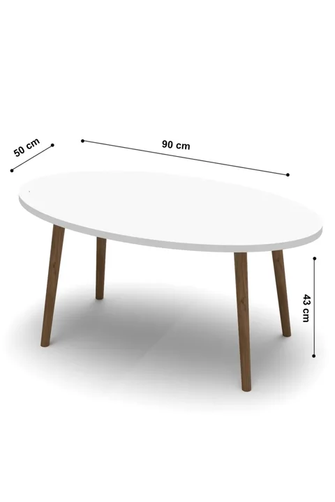Turned Wooden Leg Oval Coffee Table - Efes