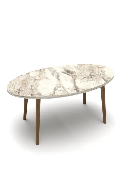 Turned Wooden Leg Oval Coffee Table - Efes
