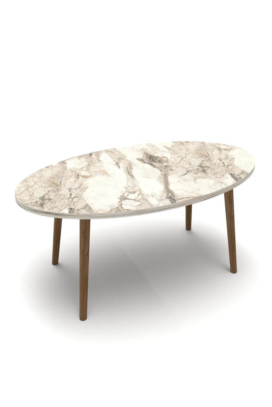 Turned Wooden Leg Oval Coffee Table - Efes