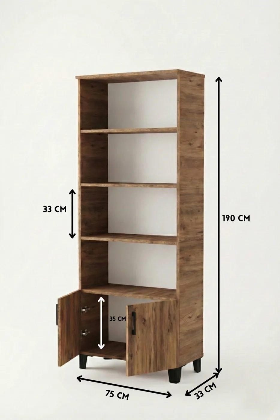 Klassisches Mehrzweck-Bücherregal - Braun