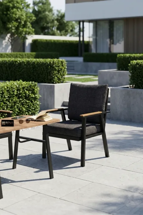 4-Piece Cushioned Metal Garden Balcony Seating Set - Grey