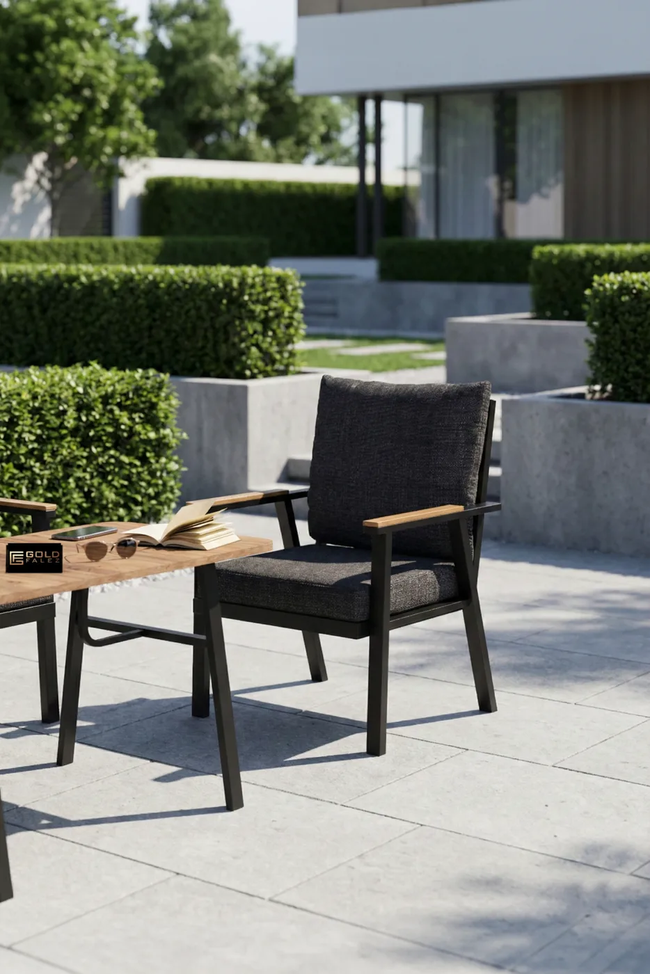 4-Piece Cushioned Metal Garden Balcony Seating Set - Grey