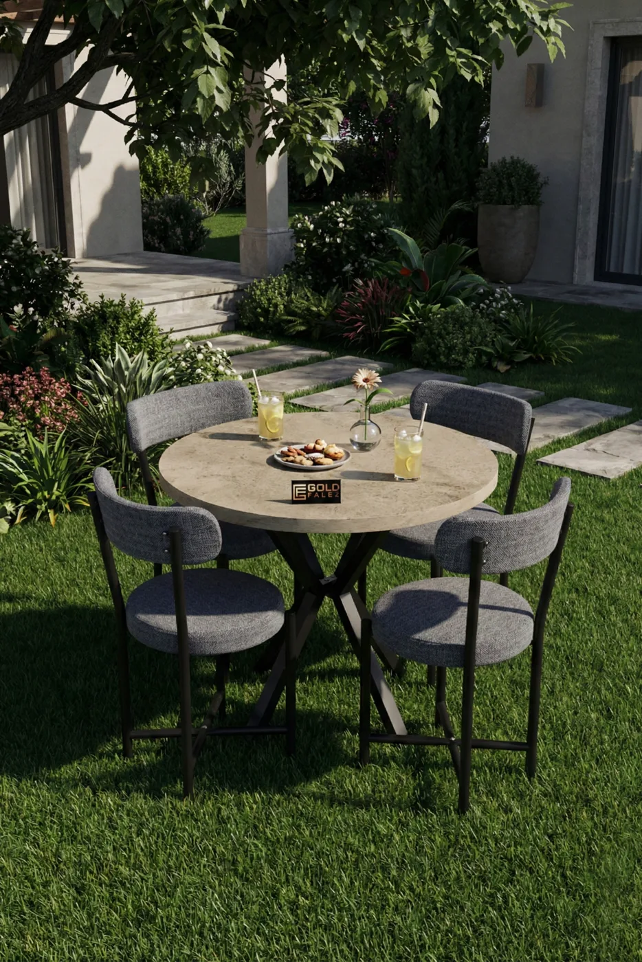 Teddy 90 cm Round Dining Table Set - Ecru