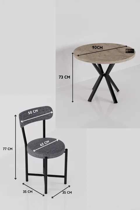 Teddy 90 cm Round Dining Table Set - Ecru