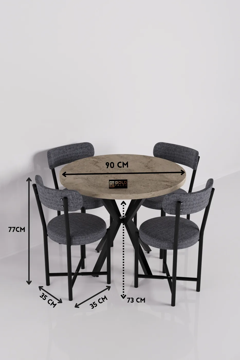 Teddy 90 cm Round Dining Table Set - Ecru